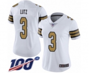 Women's New Orleans Saints #3 Wil Lutz Limited White Rush Vapor Untouchable 100th Season Football Jersey