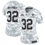 Women's New Orleans Saints #32 Tyrann Mathieu 2024 F.U.S.E Arctic Camo Salute To Service Limited Stitched Football Jersey