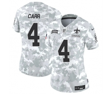 Women's New Orleans Saints #4 Derek Carr 2024 F.U.S.E Arctic Camo Salute To Service Limited Stitched Football Jersey