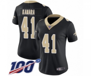 Women's New Orleans Saints #41 Alvin Kamara Black Team Color Vapor Untouchable Limited Player 100th Season Football Jersey