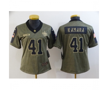 Women's New Orleans Saints #41 Alvin Kamara Nike Olive 2021 Salute To Service Limited Player Jersey