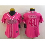 Women's New Orleans Saints #41 Alvin Kamara Pink With Patch Cool Base Stitched Baseball Jersey