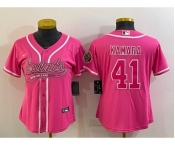 Women's New Orleans Saints #41 Alvin Kamara Pink With Patch Cool Base Stitched Baseball Jersey