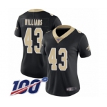 Women's New Orleans Saints #43 Marcus Williams Black Team Color Vapor Untouchable Limited Player 100th Season Football Jersey