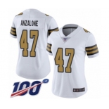 Women's New Orleans Saints #47 Alex Anzalone Limited White Rush Vapor Untouchable 100th Season Football Jersey