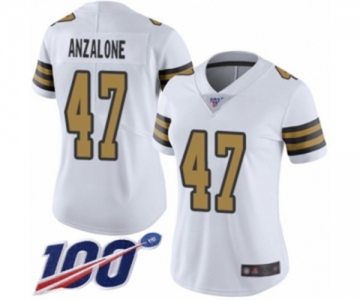 Women's New Orleans Saints #47 Alex Anzalone Limited White Rush Vapor Untouchable 100th Season Football Jersey