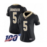 Women's New Orleans Saints #5 Teddy Bridgewater Black Team Color Vapor Untouchable Limited Player 100th Season Football Jersey