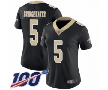 Women's New Orleans Saints #5 Teddy Bridgewater Black Team Color Vapor Untouchable Limited Player 100th Season Football Jersey