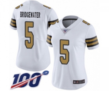 Women's New Orleans Saints #5 Teddy Bridgewater Limited White Rush Vapor Untouchable 100th Season Football Jersey