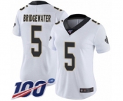 Women's New Orleans Saints #5 Teddy Bridgewater White Vapor Untouchable Limited Player 100th Season Football Jersey