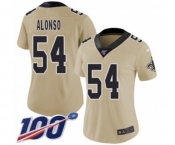 Women's New Orleans Saints #54 Kiko Alonso Limited Gold Inverted Legend 100th Season Football Jersey