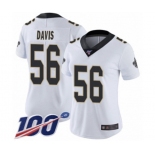 Women's New Orleans Saints #56 DeMario Davis White Vapor Untouchable Limited Player 100th Season Football Jersey