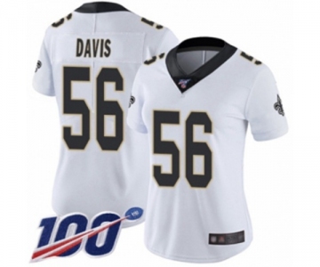 Women's New Orleans Saints #56 DeMario Davis White Vapor Untouchable Limited Player 100th Season Football Jersey