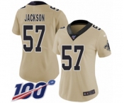 Women's New Orleans Saints #57 Rickey Jackson Limited Gold Inverted Legend 100th Season Football Jerse