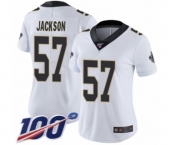 Women's New Orleans Saints #57 Rickey Jackson White Vapor Untouchable Limited Player 100th Season Football Jersey