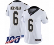 Women's New Orleans Saints #6 Thomas Morstead White Vapor Untouchable Limited Player 100th Season Football Jersey