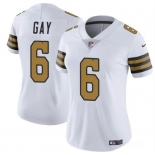 Women's New Orleans Saints #6 Willie Gay White Color Rush Football Stitched Jersey