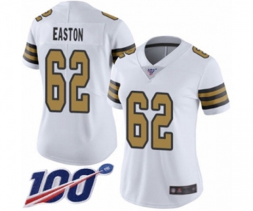 Women's New Orleans Saints #62 Nick Easton Limited White Rush Vapor Untouchable 100th Season Football Jersey