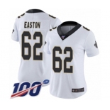 Women's New Orleans Saints #62 Nick Easton White Vapor Untouchable Limited Player 100th Season Football Jersey