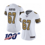 Women's New Orleans Saints #67 Larry Warford Limited White Rush Vapor Untouchable 100th Season Football Jersey