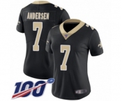 Women's New Orleans Saints #7 Morten Andersen Black Team Color Vapor Untouchable Limited Player 100th Season Football Jersey