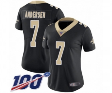 Women's New Orleans Saints #7 Morten Andersen Black Team Color Vapor Untouchable Limited Player 100th Season Football Jersey