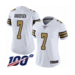 Women's New Orleans Saints #7 Morten Andersen Limited White Rush Vapor Untouchable 100th Season Football Jersey