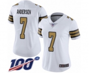 Women's New Orleans Saints #7 Morten Andersen Limited White Rush Vapor Untouchable 100th Season Football Jersey