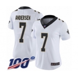 Women's New Orleans Saints #7 Morten Andersen White Vapor Untouchable Limited Player 100th Season Football Jersey