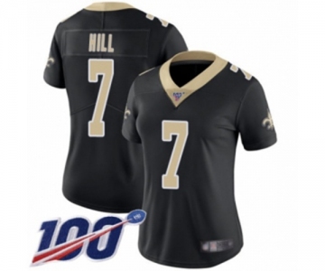 Women's New Orleans Saints #7 Taysom Hill Black Team Color Vapor Untouchable Limited Player 100th Season Football Jersey