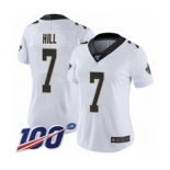 Women's New Orleans Saints #7 Taysom Hill White Vapor Untouchable Limited Player 100th Season Football Jersey