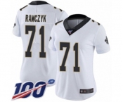 Women's New Orleans Saints #71 Ryan Ramczyk White Vapor Untouchable Limited Player 100th Season Football Jersey