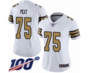 Women's New Orleans Saints #75 Andrus Peat Limited White Rush Vapor Untouchable 100th Season Football Jersey