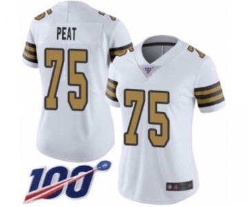 Women's New Orleans Saints #75 Andrus Peat Limited White Rush Vapor Untouchable 100th Season Football Jersey