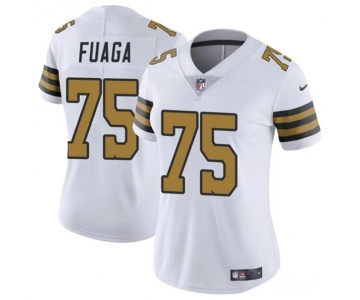 Women's New Orleans Saints #75 Taliese Fuaga White 2024 Draft Color Rush Stitched Jersey