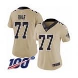 Women's New Orleans Saints #77 Willie Roaf Limited Gold Inverted Legend 100th Season Football Jersey