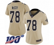 Women's New Orleans Saints #78 Erik McCoy Limited Gold Inverted Legend 100th Season Football Jersey