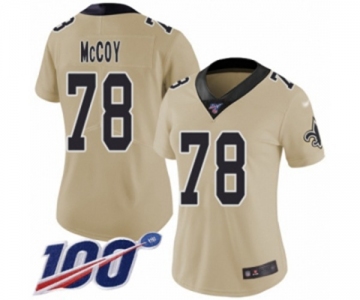 Women's New Orleans Saints #78 Erik McCoy Limited Gold Inverted Legend 100th Season Football Jersey