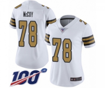 Women's New Orleans Saints #78 Erik McCoy Limited White Rush Vapor Untouchable 100th Season Football Jersey