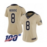 Women's New Orleans Saints #8 Archie Manning Limited Gold Inverted Legend 100th Season Football Jersey