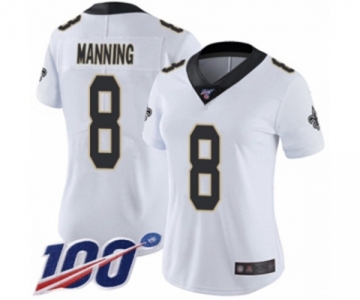 Women's New Orleans Saints #8 Archie Manning White Vapor Untouchable Limited Player 100th Season Football Jersey