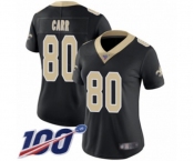 Women's New Orleans Saints #80 Austin Carr Black Team Color Vapor Untouchable Limited Player 100th Season Football Jersey