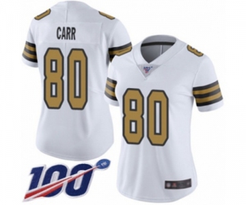 Women's New Orleans Saints #80 Austin Carr Limited White Rush Vapor Untouchable 100th Season Football Jersey