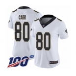 Women's New Orleans Saints #80 Austin Carr White Vapor Untouchable Limited Player 100th Season Football Jersey