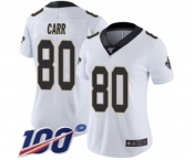 Women's New Orleans Saints #80 Austin Carr White Vapor Untouchable Limited Player 100th Season Football Jersey