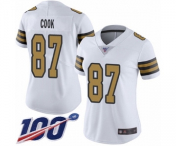 Women's New Orleans Saints #87 Jared Cook Limited White Rush Vapor Untouchable 100th Season Football Jersey