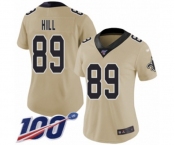 Women's New Orleans Saints #89 Josh Hill Limited Gold Inverted Legend 100th Season Football Jersey