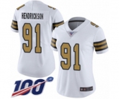 Women's New Orleans Saints #91 Trey Hendrickson Limited White Rush Vapor Untouchable 100th Season Football Jersey