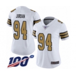 Women's New Orleans Saints #94 Cameron Jordan Limited White Rush Vapor Untouchable 100th Season Football Jersey