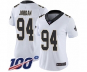 Women's New Orleans Saints #94 Cameron Jordan White Vapor Untouchable Limited Player 100th Season Football Jersey